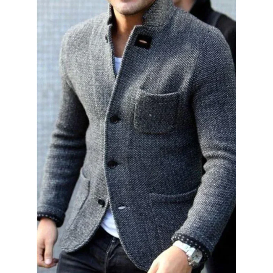 Nordisk Flair Men's Blazer Tailored Fit Textured Wool High Collar Structured Formal Style