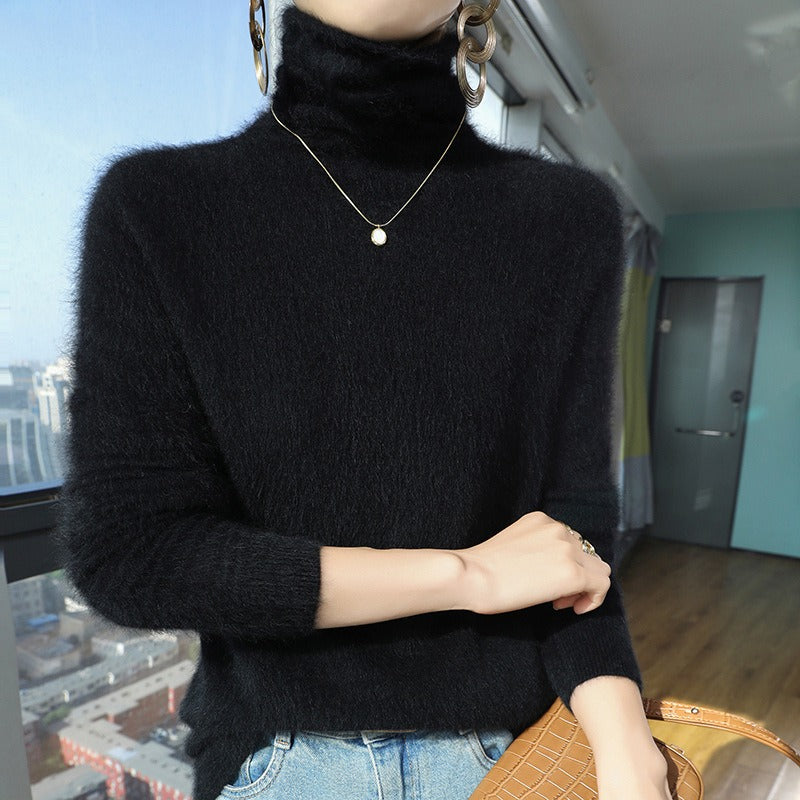 Street Wave Womens Wool Blend Turtleneck Sweater Pile Collar
