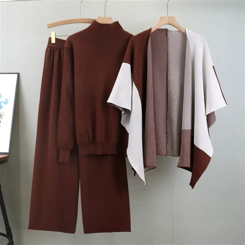 Nordisk Flair Womens Knitted Three Piece Suit Cape Layer