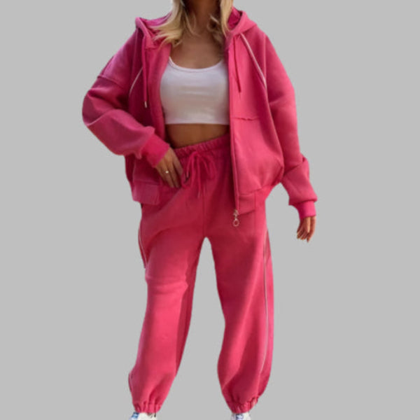 Street-Wave Women's Hoodie And Jogger Set Oversized Fit Cotton Fleece