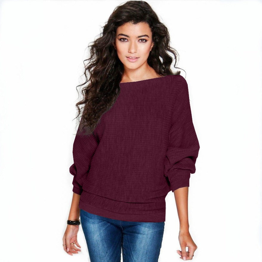 Street-wave Ribbed Knit Sweatshirt Boat Neck For Women Cozy Relaxed Fit Everyday Casual Wear