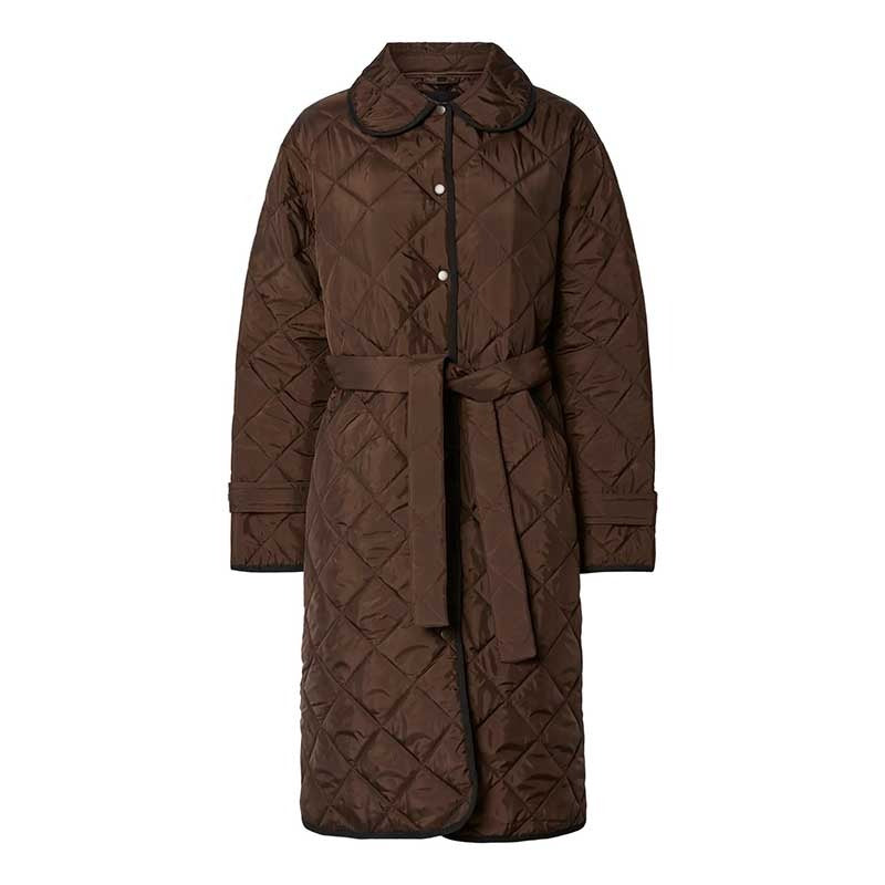 Street-wave Long Quilted Coat For Women Warm Belted Puffer Jacket For Winter Outerwear