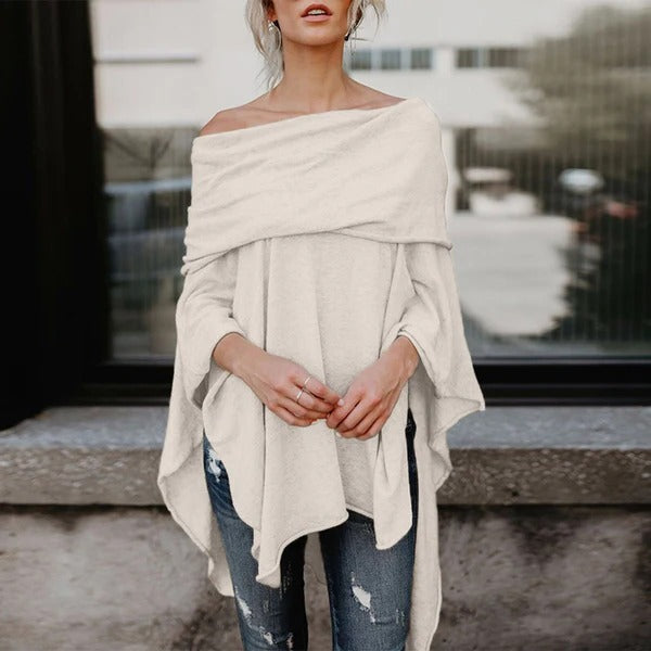 Street Wave Women Off Shoulder Knit Top Relaxed Fit And Asymmetrical Hem Chic