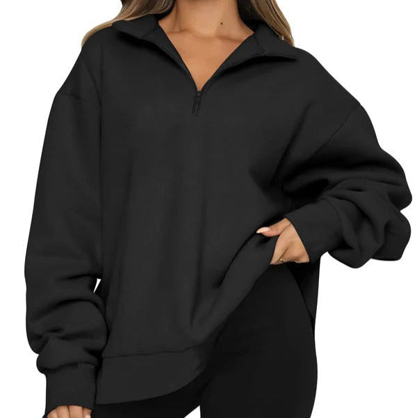 Street Wave Women's Oversized Sweatshirt With High Collar