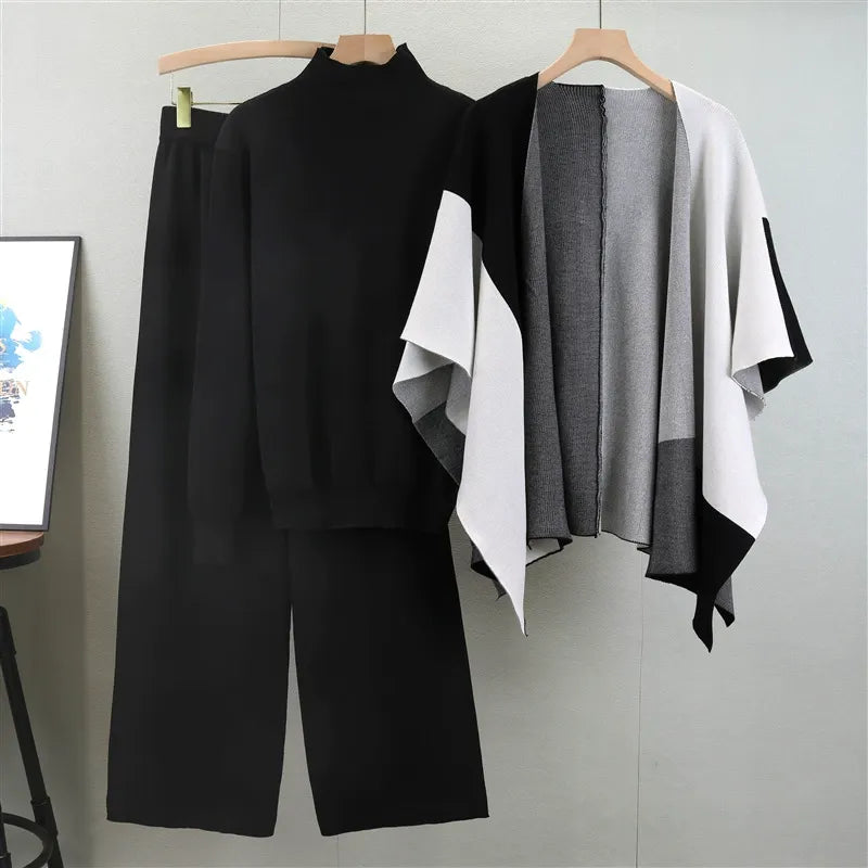 Nordisk Flair Womens Knitted Three Piece Suit Cape Layer
