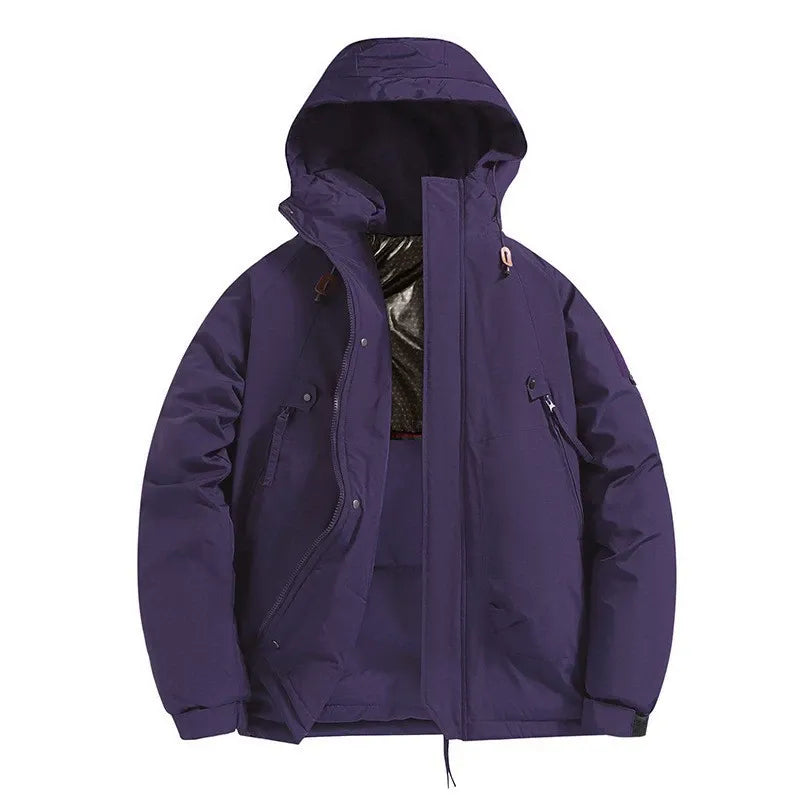 Men's Hooded Padded Jacket Windproof Water Resistant With Zipper Pockets Relaxed Fit