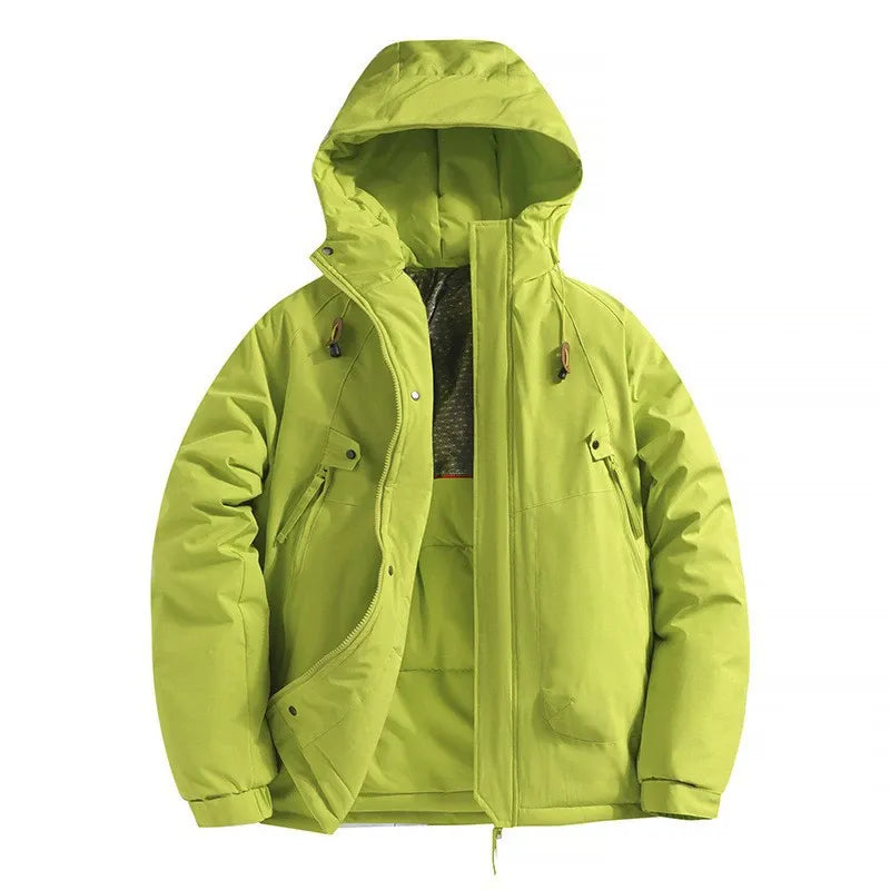 Men's Hooded Padded Jacket Windproof Water Resistant With Zipper Pockets Relaxed Fit