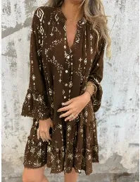 Street-Wave Women’s Lace Bell Sleeve Flared Dress Chic