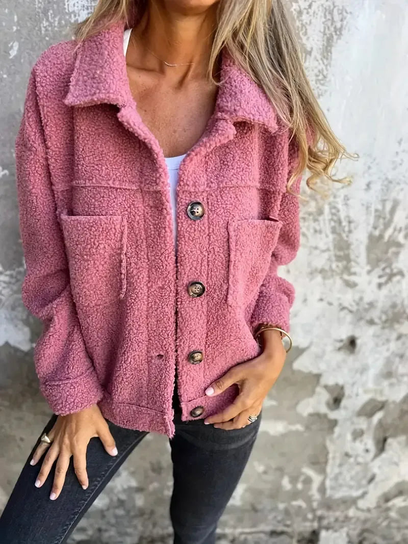 Street-wave Oversized Plush Coat With Large Collar Button Closure For Plus Size Women