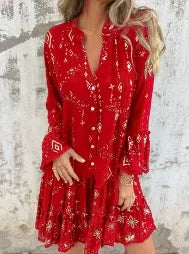 Street-Wave Women’s Lace Bell Sleeve Flared Dress Chic