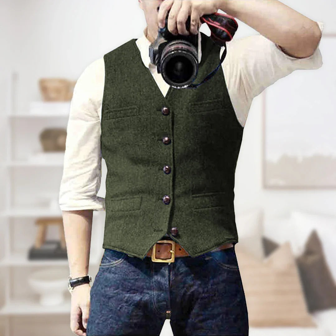 Mens Wool Waistcoat Vest For Smart Casual Style Ideal For Brunch And Casual Evenings By Street-Wave