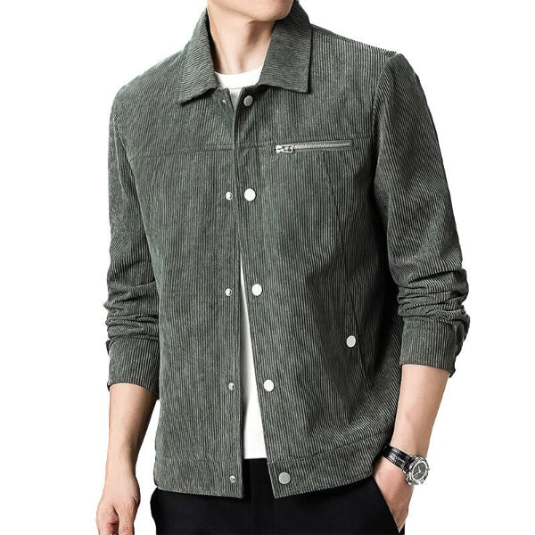 Men's Corduroy Jacket Regular Fit Button Front Chest Zip Pocket Casual Style Everyday Wardrobe Essential