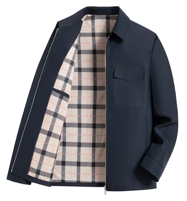 Street-Wave Men's Slim Fit Tailored Jacket With Front Zip And Checked Lining