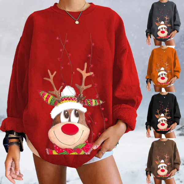 Street Wave Womens Cozy Reindeer Pullover Sweater For Women