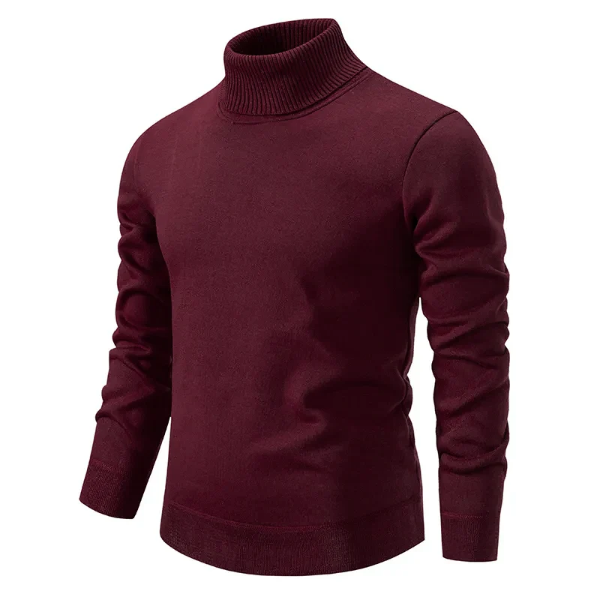 Street-Wave Mens Roll Neck Pullover Slim Fit Cotton With Ribbed Cuffs And Hem Classic Style