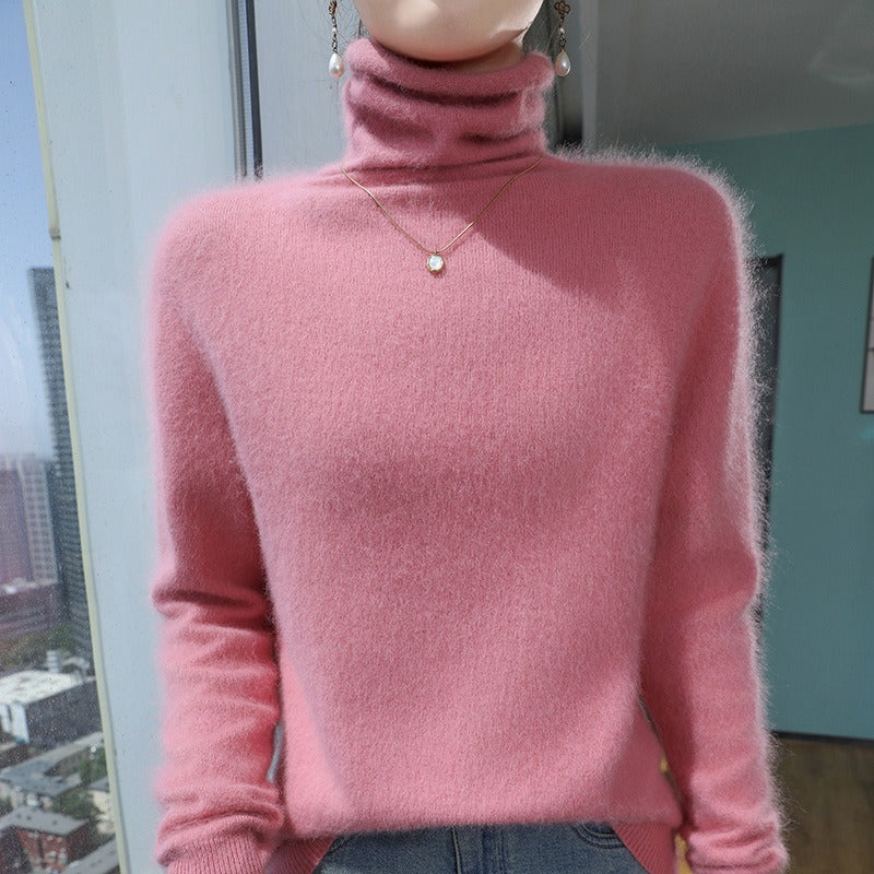 Street Wave Womens Wool Blend Turtleneck Sweater Pile Collar