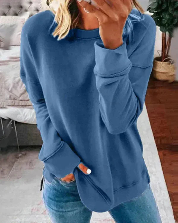 Nordisk-Flair Women Sweatshirt Cozy Relaxed Fit Soft Cotton Blend Crew Neck