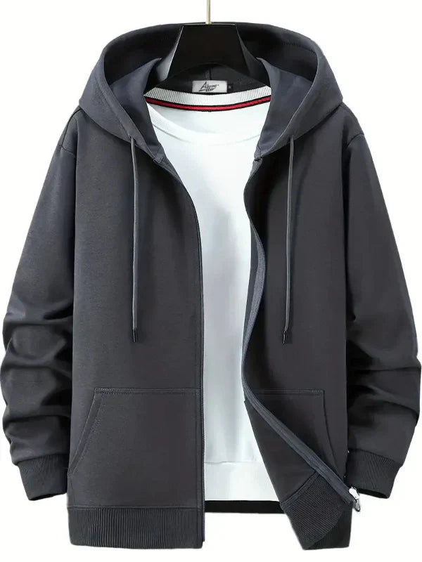 Street-Wave Mens Full Zip Hoodie Relaxed Fit Cotton Blend Kangaroo Pockets