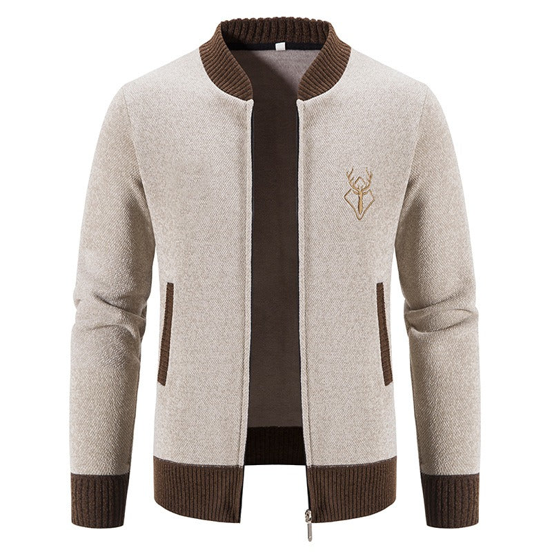 Street Wave Mens Wool Blend Knit Zip Sweatshirt Front Cozy Wear