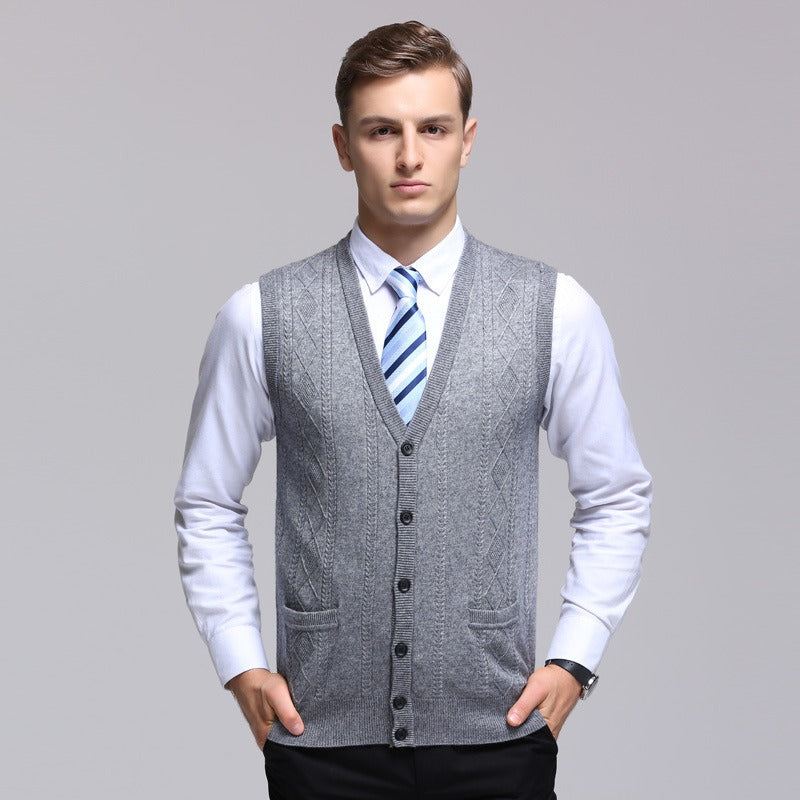 Streetwave Sleeveless Knit Vest With Diamond Pattern For Formal Office Wear Men Essentials