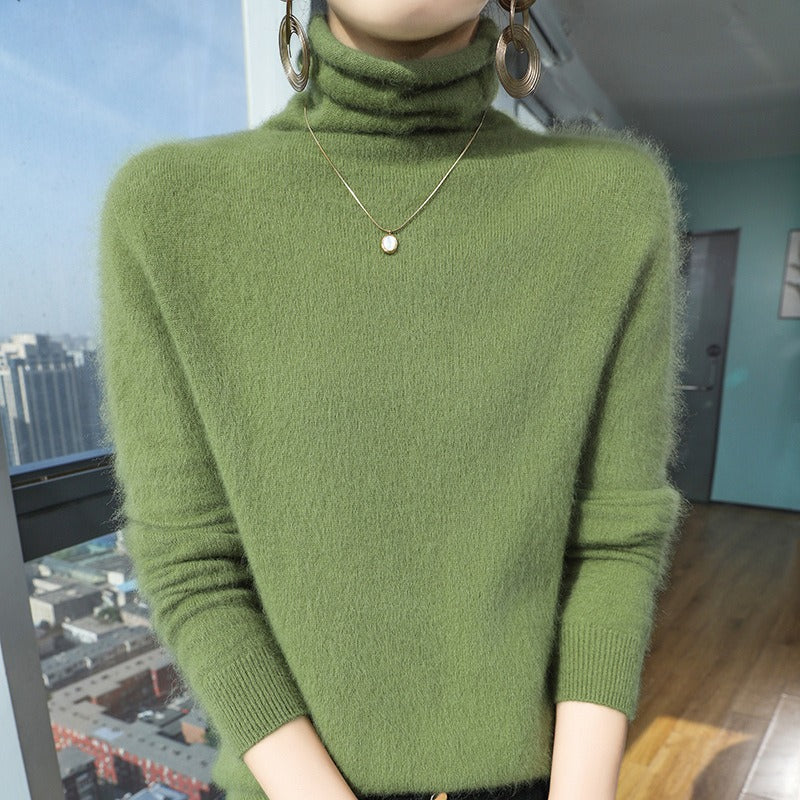 Street Wave Womens Wool Blend Turtleneck Sweater Pile Collar