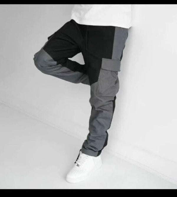 Street-Wave Men Patchwork Cargo Pants With Utility Pockets