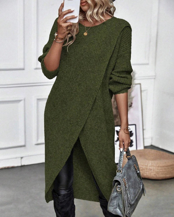 Street-Wave Womens Oversized Wool Knit Pullover Wrap