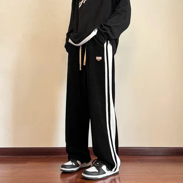Nordisk-Flair Men's Sweatpants - Baggy Fit Soft Fleece With Adjustable Waist And Sport Side Stripes