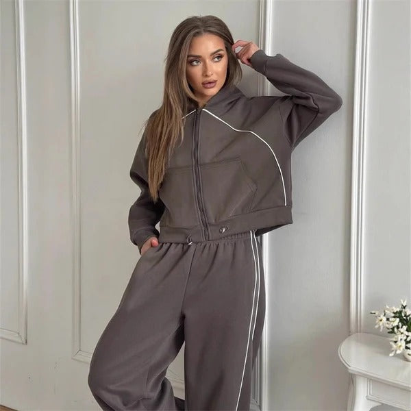 Nordisk-Flair Women's Oversized Two Piece Set Zip Hoodie Pants
