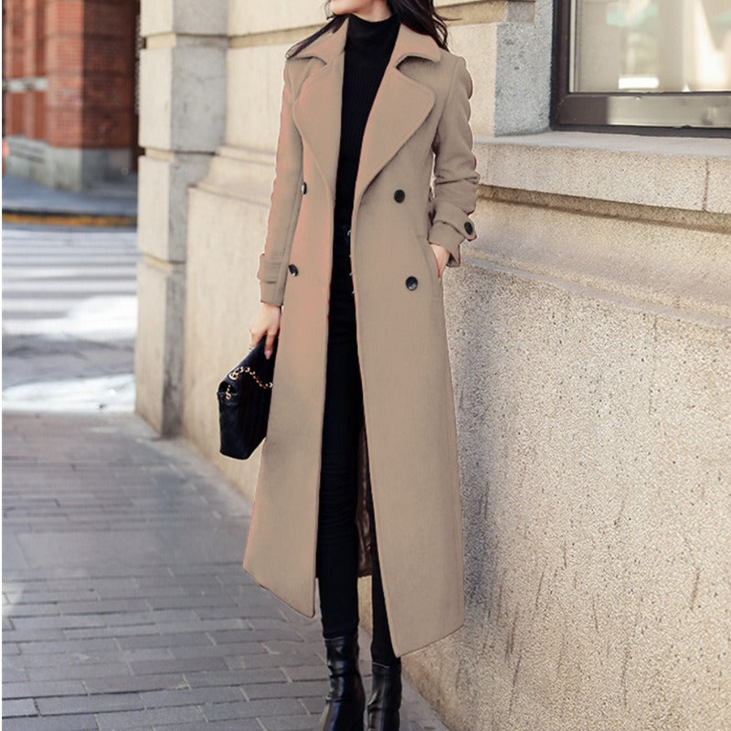 Street Wave Wool Tweed Coat For Women Double Breasted Structured Tailored Fit Frayed Hem Details