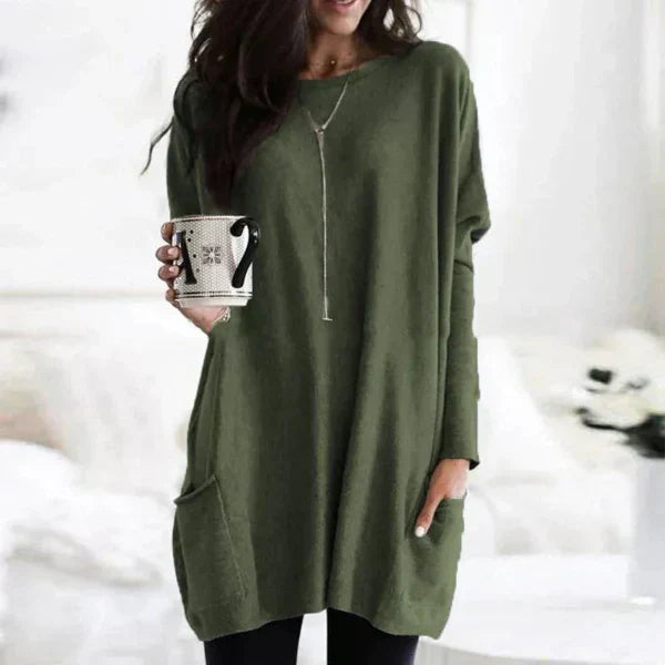 Street-Wave Women’s Oversized Tunic Pullover With Soft Knit Side Pockets