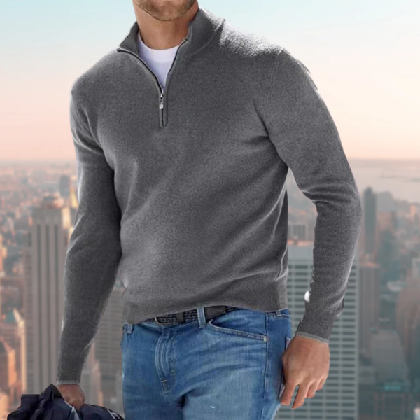 Street-Wave Mens Cotton Blend Sweatshirt Quarter Zip Stand Collar Casual Wear