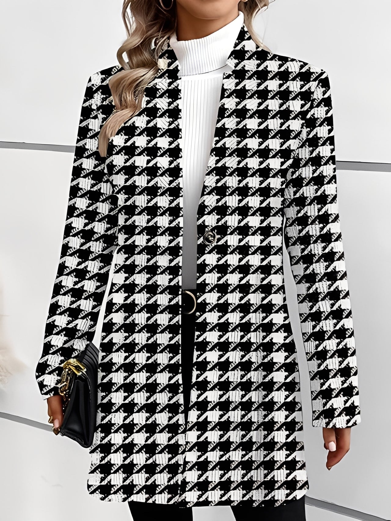 Street-Wave Women's Patchwork Long Blazer Elegant Tailored Office To Evening Wear For Professional Women