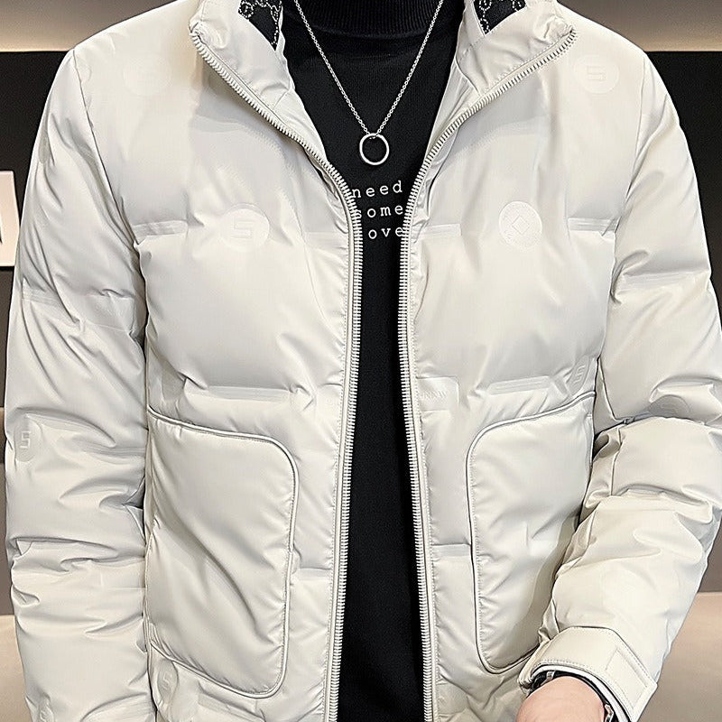 Street-Wave Padded Bomber Jacket For Men, Windproof Warmth, High Collar, Urban Style