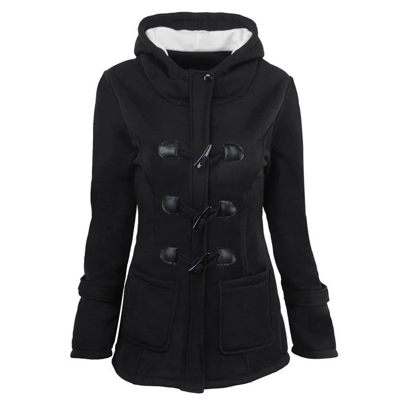 Street-wave Hooded Duffle Coat with Tailored Fit and Vintage Toggle Closure for Women