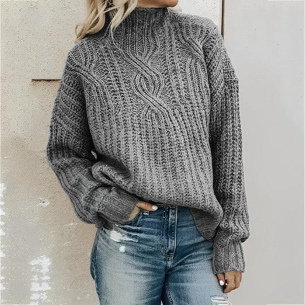 Street-wave Oversized Wool Blend Cable Knit Raglan-Sleeve Sweater for Plus-Size Women Cozy Comfort