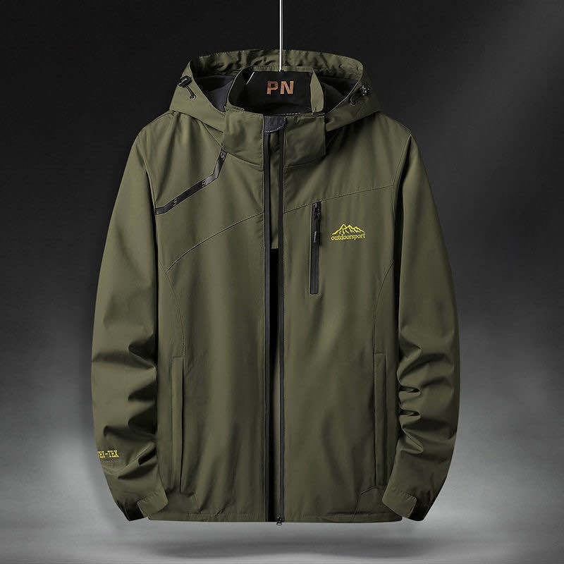 Street-Wave Hooded Outdoor Jacket For Men Waterproof Breathable Windproof Ideal For Hiking