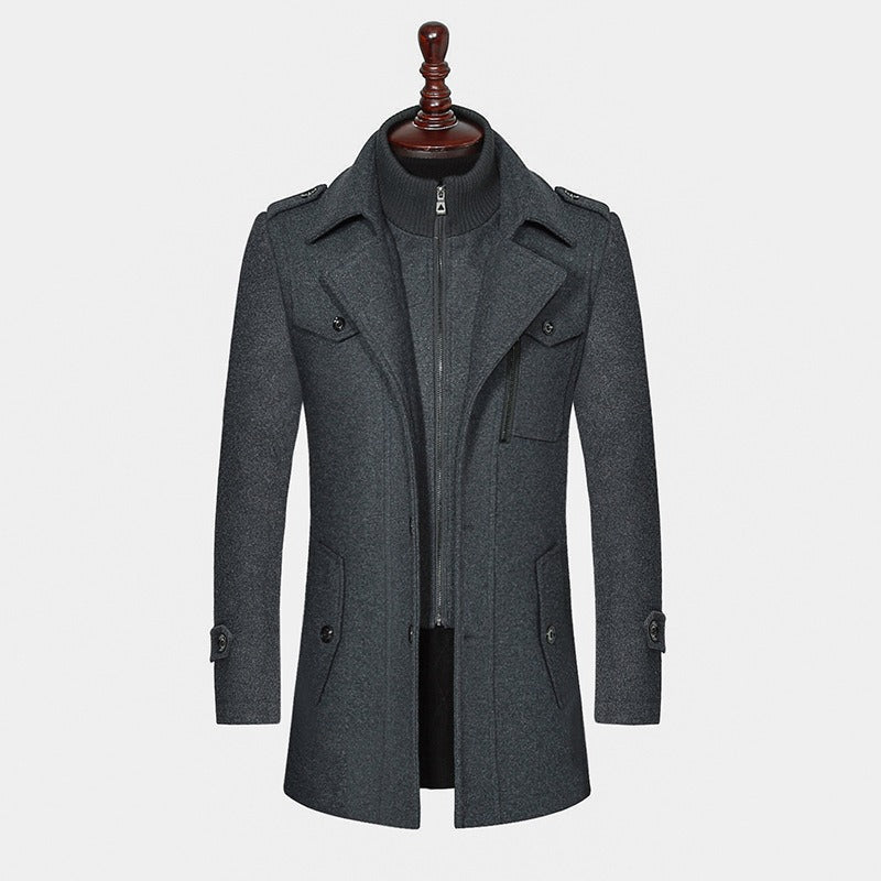Street-Wave Men’s Wool Overcoat Marlowe Timeless Warm Long Coat With Classic Collar And Defined Silhouette