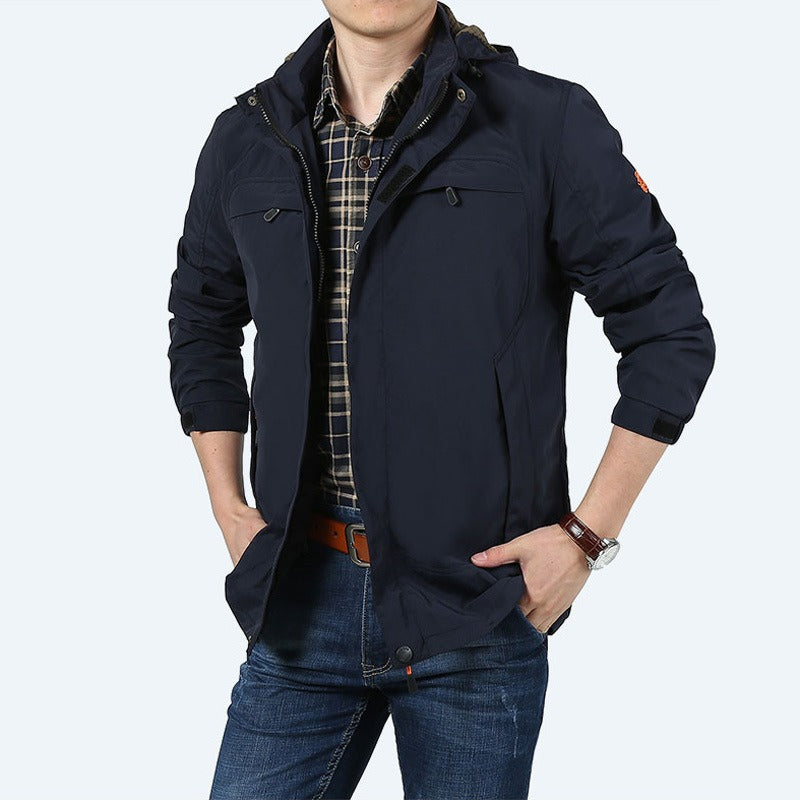 Essential Street-wave Men's All Weather Jacket With Water Repellent Fabric And Zip Pockets