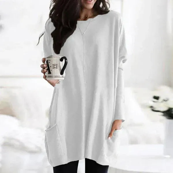 Street-Wave Women’s Oversized Tunic Pullover With Soft Knit Side Pockets