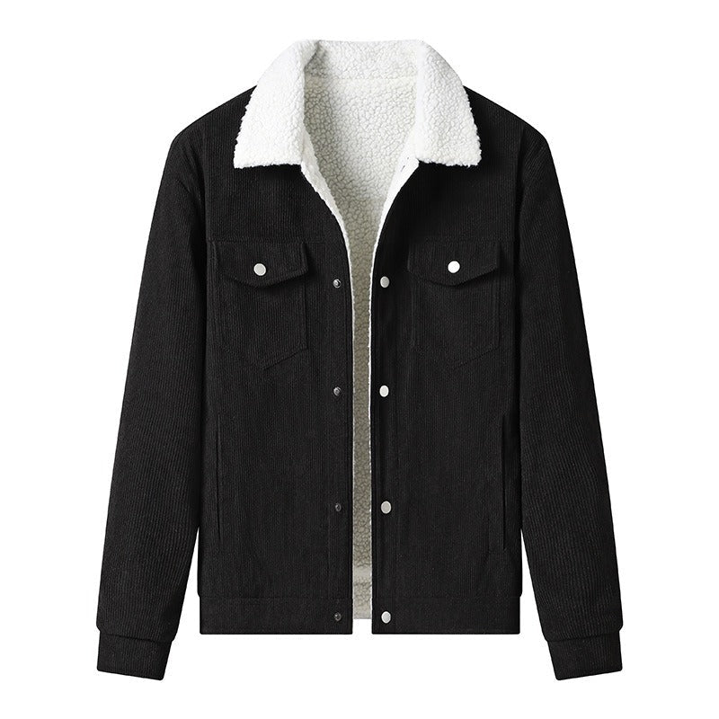 Street Wave Corduroy Fleece Jacket Alain For Men Relaxed Fit Warm Winter Outerwear