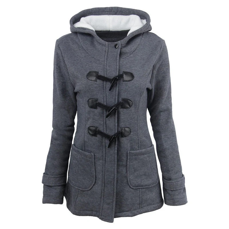 Street-wave Hooded Duffle Coat with Tailored Fit and Vintage Toggle Closure for Women