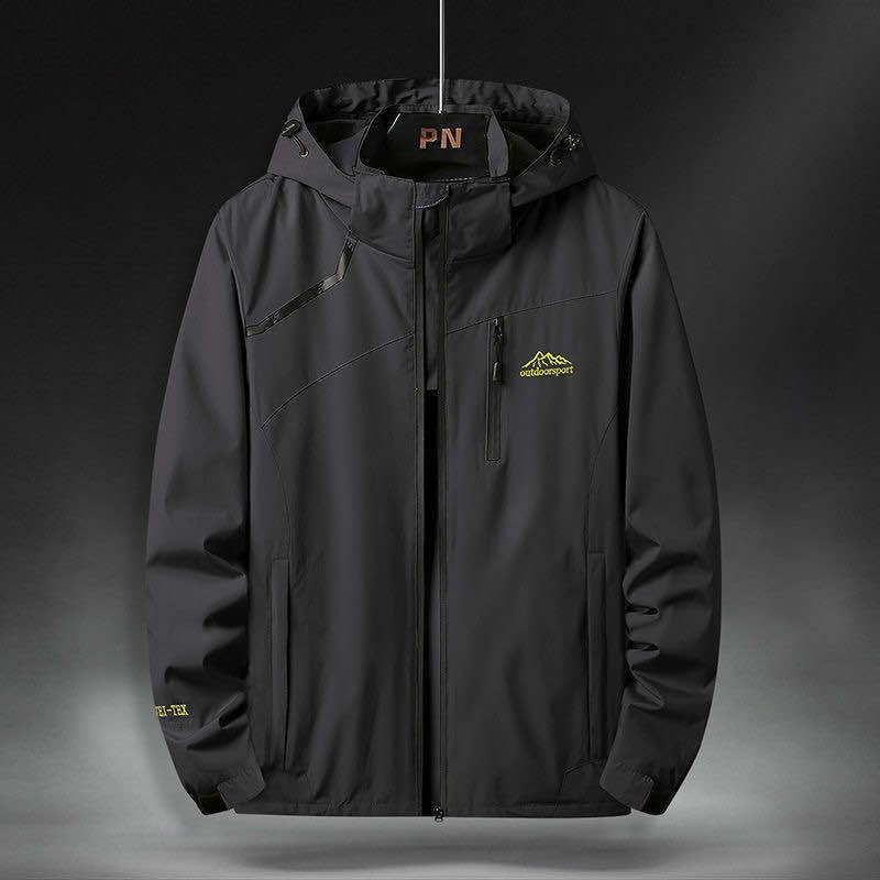 Street-Wave Hooded Outdoor Jacket For Men Waterproof Breathable Windproof Ideal For Hiking