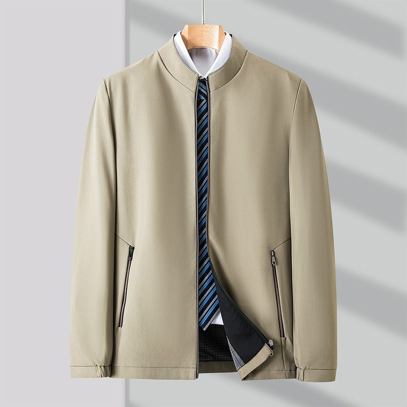 Street-Wave Mens Minimalist Jacket With Mao Collar Versatile Everyday Style For Modern Men