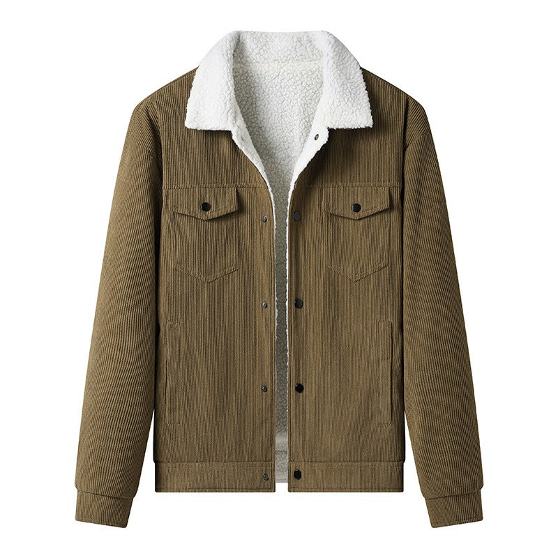 Street Wave Corduroy Fleece Jacket Alain For Men Relaxed Fit Warm Winter Outerwear