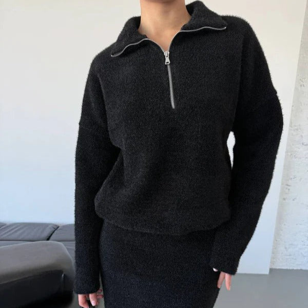 Street-Wave Womens Pullover Sweater Wool Blend Half Zip Mock Neck Casual