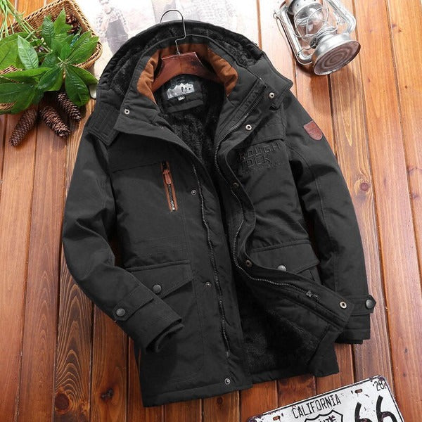 Street-Wave Men's Fleece Lined Hooded Jacket Warmth Pockets
