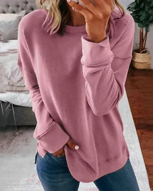 Nordisk-Flair Women Sweatshirt Cozy Relaxed Fit Soft Cotton Blend Crew Neck