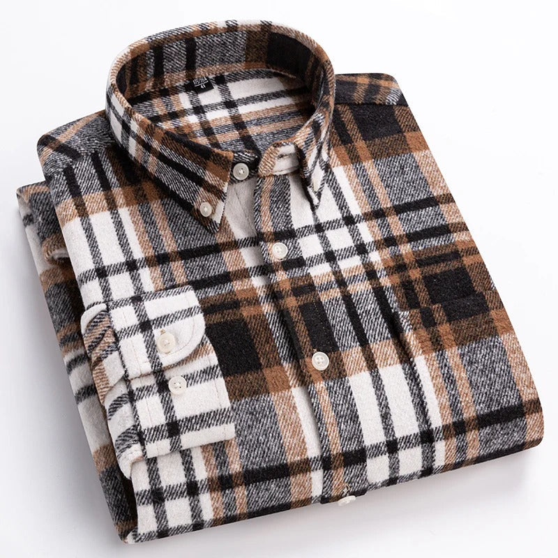 Wexler Mens Plaid Cotton Shirt Breathable Everyday Comfort Button Front With Traditional Collar