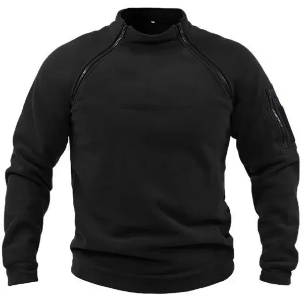 Street-Wave Mens Fleece Sweatshirt For Outdoor Men With High Collar And Pockets